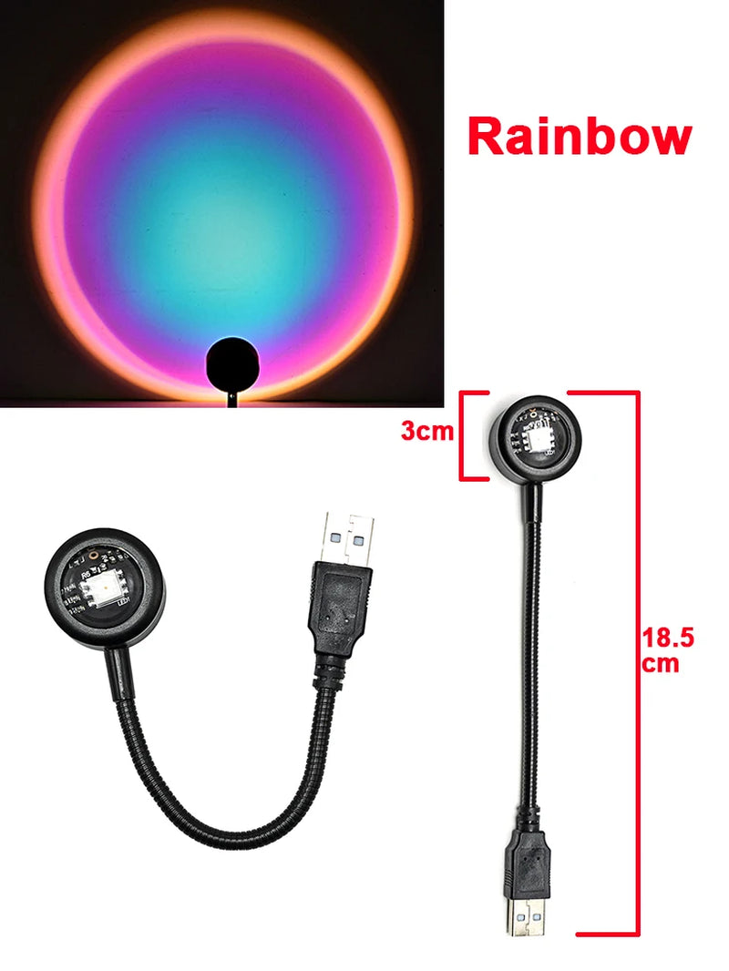 USB LED Sunset Lamp Night Light Projector Photography Wall Atmosphere Neon Lights for Party Decoration Bedroom Living Room Decor