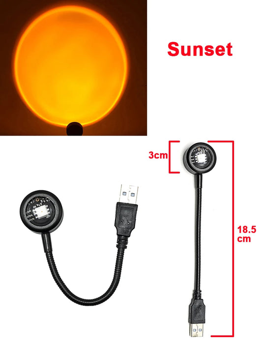 USB LED Sunset Lamp Night Light Projector Photography Wall Atmosphere Neon Lights for Party Decoration Bedroom Living Room Decor
