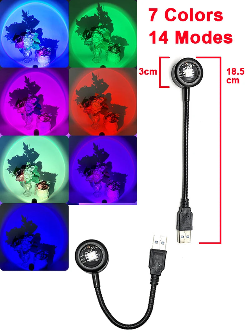 USB LED Sunset Lamp Night Light Projector Photography Wall Atmosphere Neon Lights for Party Decoration Bedroom Living Room Decor